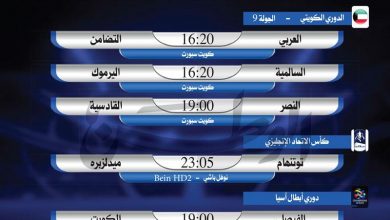 Photo of أبرز المباريات المحلية والعالمية ليوم الثلاثاء 14 يناير 2020